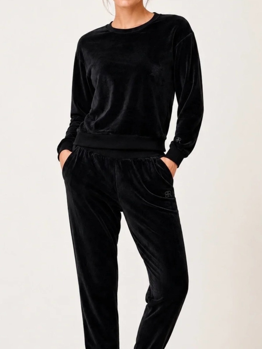 Banana Republic Black Velour Lounge Set - Women's Top & Jogger Set